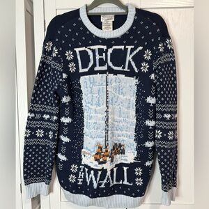 Game of Thrones Deck The Wall Ugly Christmas Sweater Navy Blue Size Large